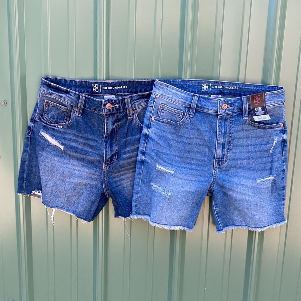 Womens Juniors High-Rise Denim Cut Off Destructed & Bermuda Shorts 2-Pack Size 7